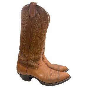 Vintage Nocona Cowboy Boots 11D USA Brown Leather Western Almond Toe Western